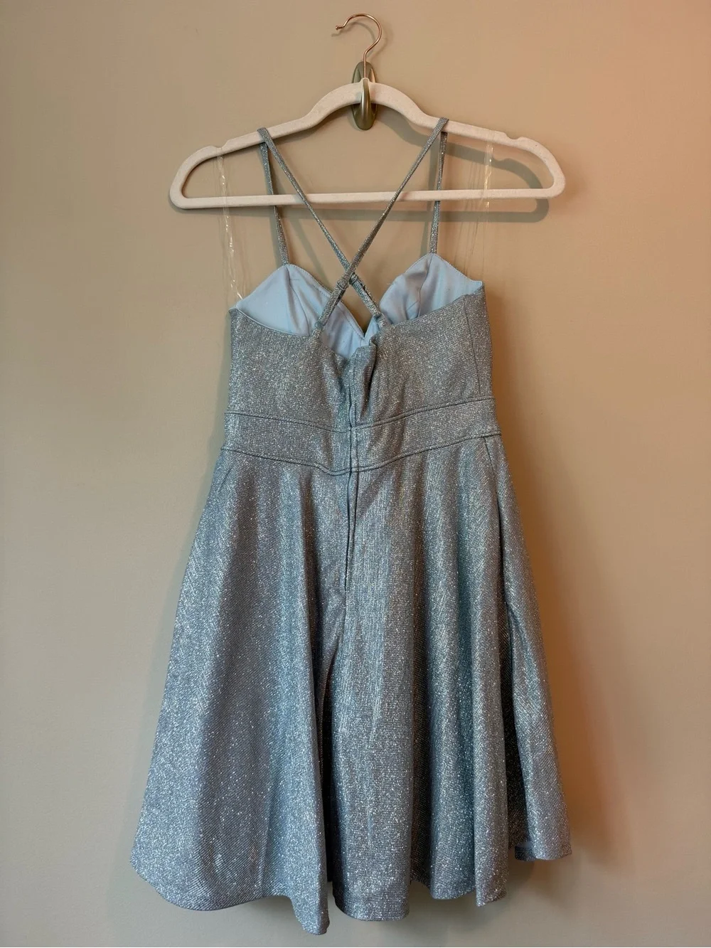 Crystal Doll Baby Blue Glitter Fit & Flare Party Dress Sz 1 NWOT